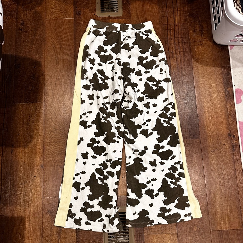 Grayson Threads Cow Print Joggers with Yellow Stripes - Picture 2 of 6